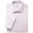 Charles Tyrwhitt Charles Tyrwhitt Pink Kensington Check Non-iron Short Sleeve Classic Fit Shirt (15)
