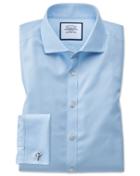 Charles Tyrwhitt Super Slim Fit Spread Collar Non-iron Twill Blue Cotton Dress Shirt French Cuff Size 14.5/32 By Charles Tyrwhitt