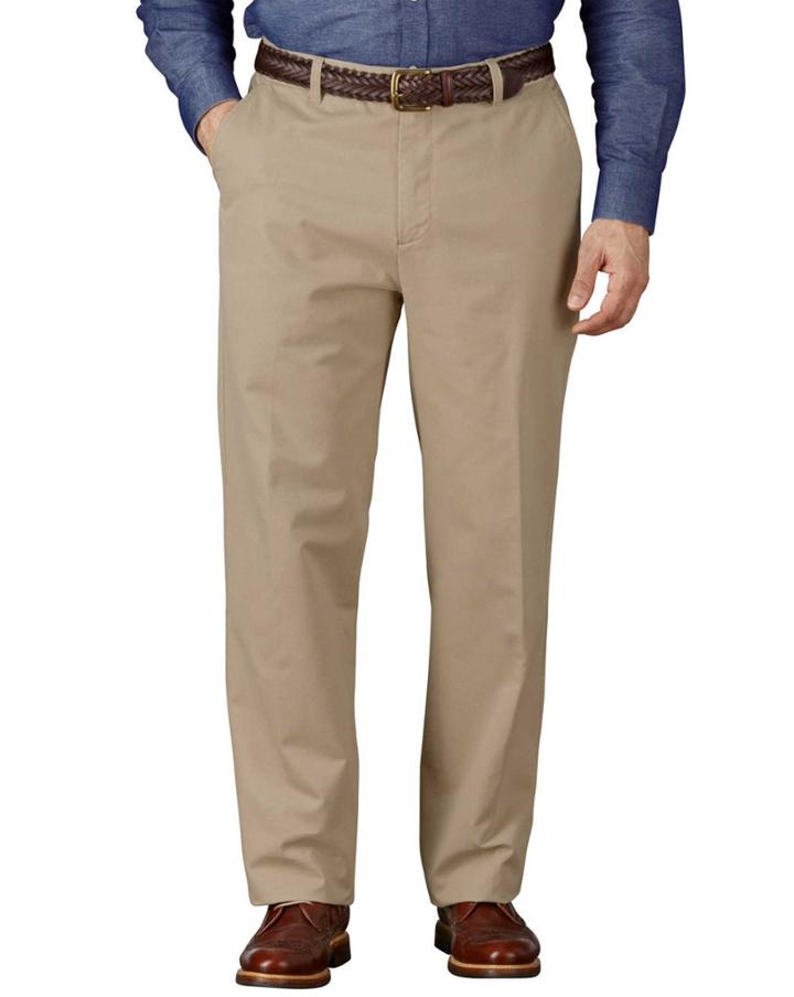 Charles Tyrwhitt Stone Classic Fit Flat Front Weekend Cotton Chino Pants Size W32 L30 By Charles Tyrwhitt