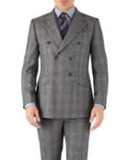 Charles Tyrwhitt Silver Prince Of Wales Slim Fit Flannel Double Breasted Business Suit Wool Jacket Size 38 By Charles Tyrwhitt