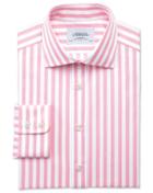 Charles Tyrwhitt Charles Tyrwhitt Slim Fit Semi-spread Collar Egyptian Cotton Stripe Pink Dress Shirt Size 14.5/32