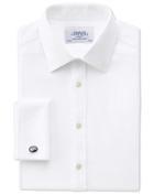  Extra Slim Fit Non-iron Honeycomb White Cotton Dress Shirt French Cuff Size 14.5/33 By Charles Tyrwhitt