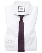  Slim Fit White Non-iron Twill Extreme Spread Collar Cotton Dress Shirt French Cuff Size 14.5/33 By Charles Tyrwhitt