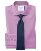  Extra Slim Fit Spread Collar Non-iron Twill Violet Cotton Dress Shirt French Cuff Size 14.5/32 By Charles Tyrwhitt
