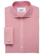 Charles Tyrwhitt Charles Tyrwhitt Extra Slim Fit Spread Collar Non Iron Bengal Stripe Red Cotton Dress Shirt Size 14.5/32