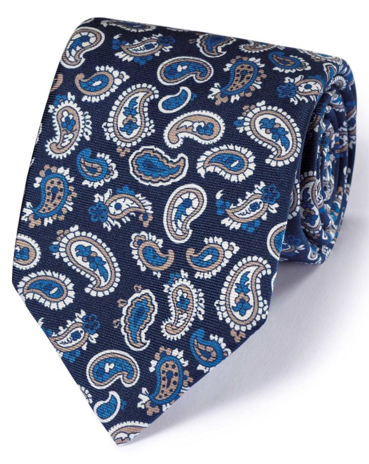Charles Tyrwhitt Charles Tyrwhitt Navy And White Silk English Luxury Paisley Tie