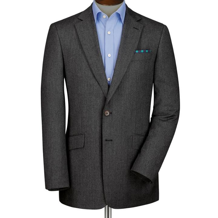 Charles Tyrwhitt Charles Tyrwhitt Grey Slim Fit Herringbone Wool Blazer Size 42