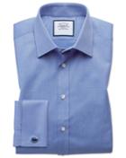 Charles Tyrwhitt Classic Fit Egyptian Cotton Trellis Weave Mid Blue Dress Shirt Single Cuff Size 15/33 By Charles Tyrwhitt