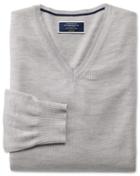 Charles Tyrwhitt Silver Merino Wool V-neck Sweater Size Large By Charles Tyrwhitt