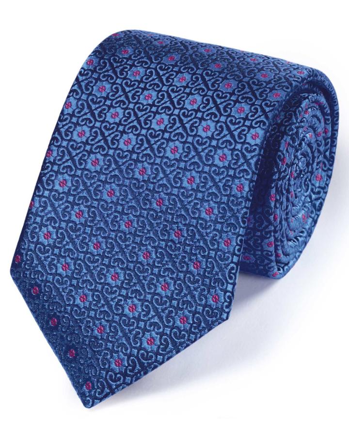 Charles Tyrwhitt Charles Tyrwhitt Royal Blue Silk English Luxury Geometric Tie