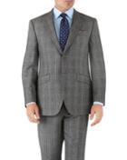 Charles Tyrwhitt Silver Prince Of Wales Classic Fit Flannel Business Suit Wool Jacket Size 40 By Charles Tyrwhitt