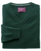 Charles Tyrwhitt Charles Tyrwhitt Green Cashmere V-neck Sweater Size Large