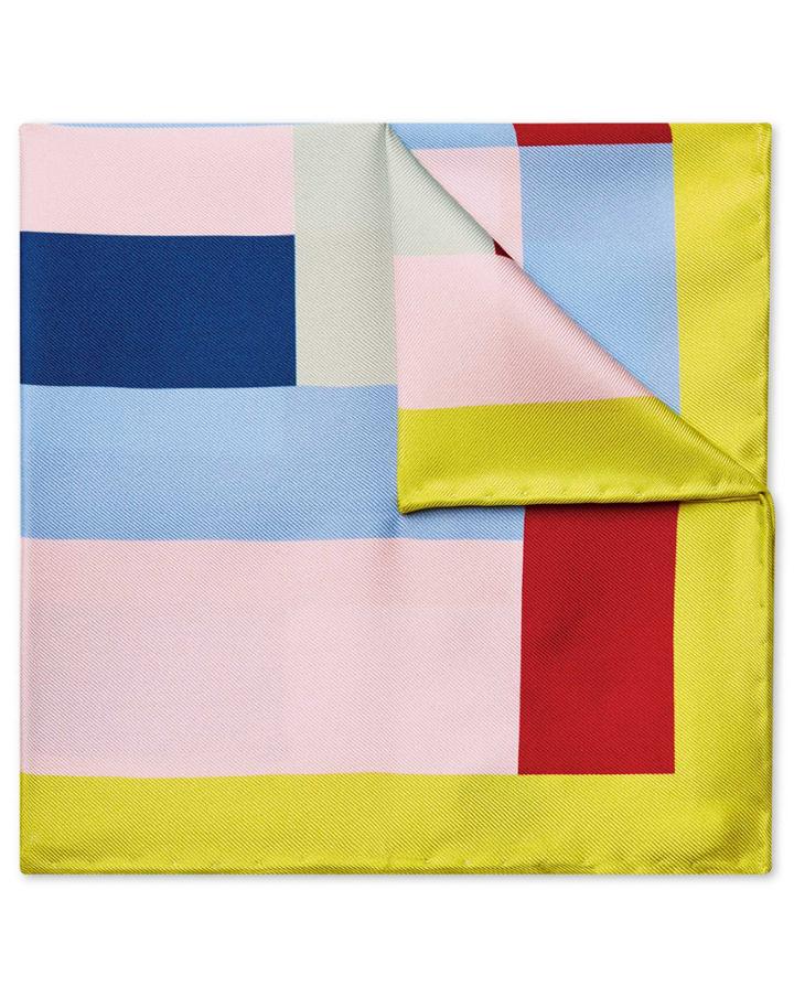  Multi Large Geo Print Silk Pocket Square By Charles Tyrwhitt