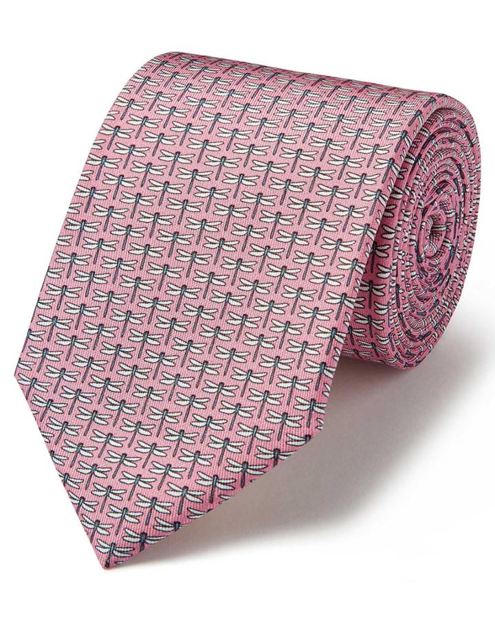  Light Pink Silk Animal Print Classic Tie By Charles Tyrwhitt