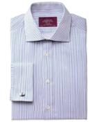 Charles Tyrwhitt Charles Tyrwhitt Extra Slim Fit Semi-spread Collar Luxury Poplin Blue Cotton Dress Shirt Size 16.5/34