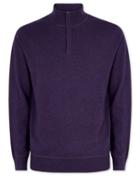  Dark Purple Merino Cashmere Zip Neck Sweater Size Large By Charles Tyrwhitt