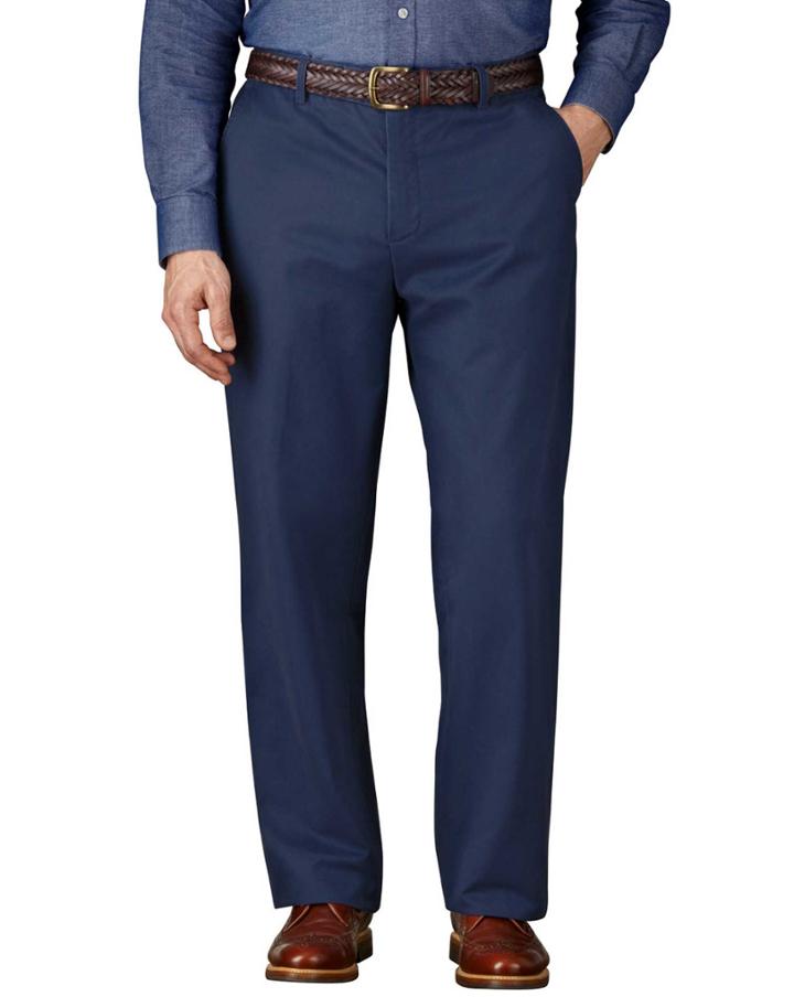 Charles Tyrwhitt Charles Tyrwhitt Marine Blue Classic Fit Flat Front Cotton Chino Pants Size W30 L38