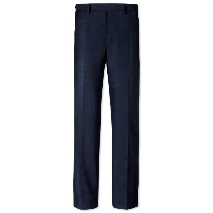 Charles Tyrwhitt Charles Tyrwhitt Navy Slim Fit Chatham Windowpane Business Suit Super 100 Wool Pants Size W34 L34