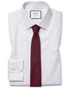  Extra Slim Fit Non-iron Dash Weave Grey Cotton Dress Shirt Single Cuff Size 14.5/32 By Charles Tyrwhitt