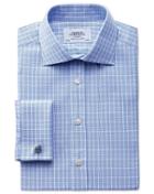 Charles Tyrwhitt Charles Tyrwhitt Extra Slim Fit Prince Of Wales Sky Blue Cotton Dress Shirt Size 14.5/32