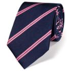 Charles Tyrwhitt Charles Tyrwhitt Classic Navy And Pink Double Stripe Tie
