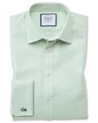Charles Tyrwhitt Slim Fit Non-iron Step Weave Green Cotton Dress Shirt Single Cuff Size 14.5/33 By Charles Tyrwhitt