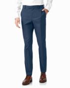  Bright Blue Non-iron Stretch Textured Trousers Size W32 L32 By Charles Tyrwhitt