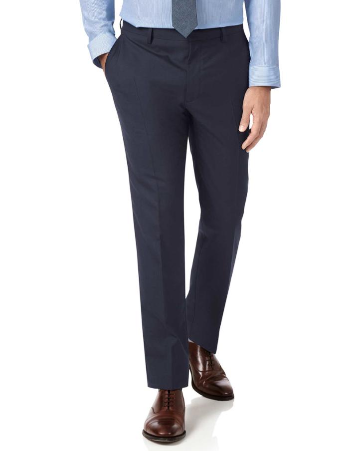 Charles Tyrwhitt Navy Extra Slim Fit Merino Business Suit Wool Pants Size W30 L30 By Charles Tyrwhitt