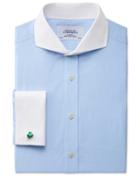 Charles Tyrwhitt Slim Fit Extreme Spread Collar End-on-end Sky Blue Cotton Dress Casual Shirt Single Cuff Size 17.5/35 By Charles Tyrwhitt