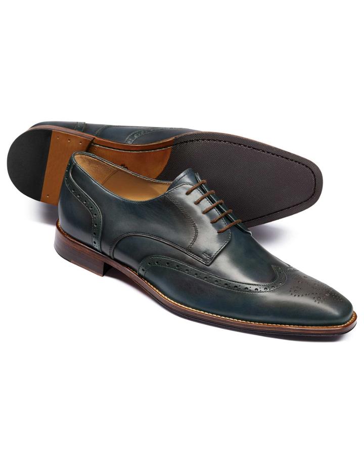  Teal Derby Brogue Shoes Size 12 By Charles Tyrwhitt