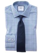  Classic Fit Blue And Green Prince Of Wales Check Cotton Dress Shirt Single Cuff Size 15/33 By Charles Tyrwhitt