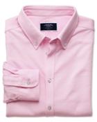 Charles Tyrwhitt Pink Oxford Jersey Cotton Casual Shirt Size Medium By Charles Tyrwhitt