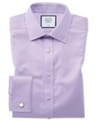  Extra Slim Fit Non-iron Lilac Triangle Weave Cotton Dress Shirt French Cuff Size 14.5/32 By Charles Tyrwhitt