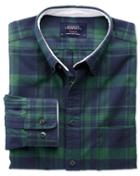 Charles Tyrwhitt Charles Tyrwhitt Classic Fit Navy And Green Check Washed Oxford Cotton Dress Shirt Size Large