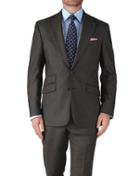 Charles Tyrwhitt Charles Tyrwhitt Dark Grey Slim Fit Basketweave Business Suit Wool Jacket Size 36