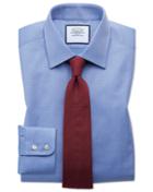  Extra Slim Fit Egyptian Cotton Trellis Weave Mid Blue Dress Shirt French Cuff Size 15.5/32 By Charles Tyrwhitt