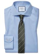  Slim Fit Cutaway Collar Non-iron Cotton Stretch Oxford Sky Blue Stripe Dress Shirt Single Cuff Size 14.5/33 By Charles Tyrwhitt