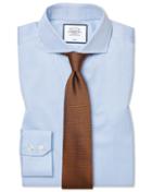  Slim Fit Non-iron Cutaway Sky Blue Puppytooth Cotton Dress Shirt Single Cuff Size 14.5/33 By Charles Tyrwhitt