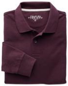 Charles Tyrwhitt Charles Tyrwhitt Dark Red Pique Long Sleeve Cotton Polo Size Xl