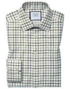  Classic Fit Country Check Blue Cotton Dress Shirt Single Cuff Size 15.5/33 By Charles Tyrwhitt