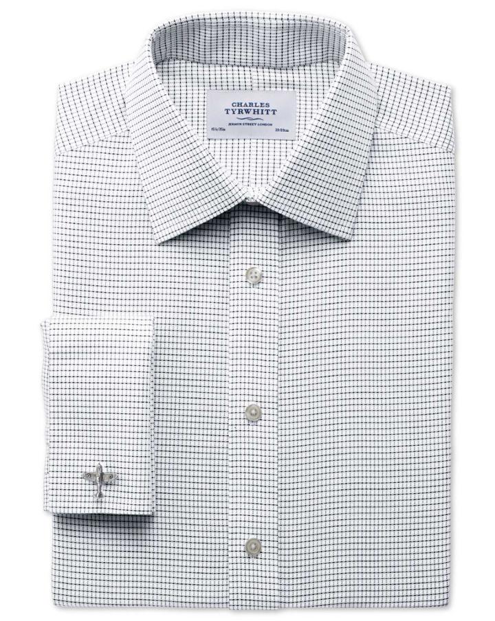 Charles Tyrwhitt Charles Tyrwhitt Classic Fit Non-iron White And Black Cotton Dress Shirt Size 15/33