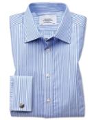 Charles Tyrwhitt Slim Fit Bengal Stripe Sky Blue Cotton Dress Shirt Single Cuff Size 14.5/32 By Charles Tyrwhitt