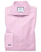  Extra Slim Fit Spread Collar Pink Non-iron Twill Cotton Dress Shirt French Cuff Size 14.5/32 By Charles Tyrwhitt
