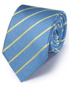  Light Blue Silk Classic Textured Stripe Tie By Charles Tyrwhitt
