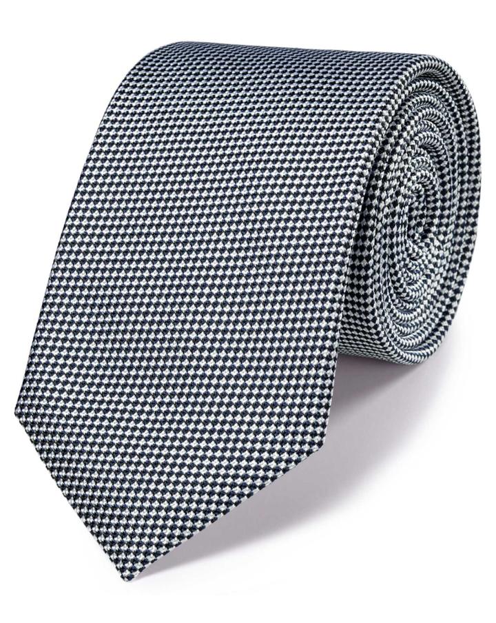 Charles Tyrwhitt Charles Tyrwhitt Navy And White Silk Classic Check Tie