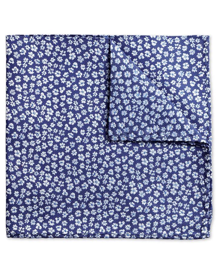 Charles Tyrwhitt Charles Tyrwhitt Blue Silk Floral Classic Pocket Square