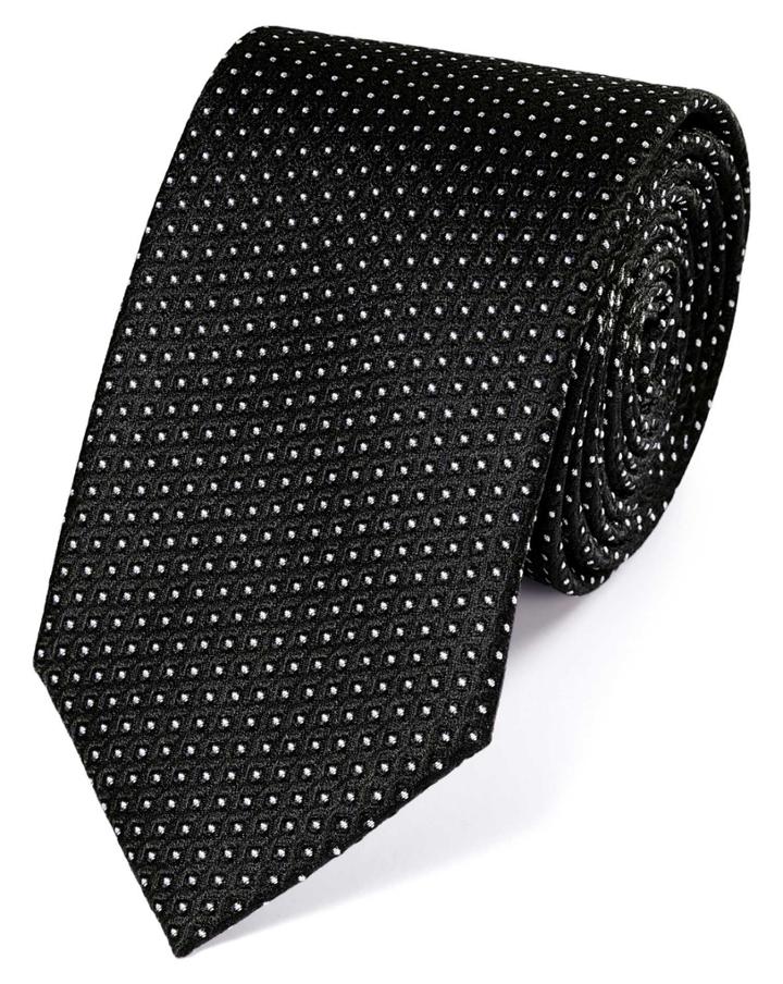Charles Tyrwhitt Charles Tyrwhitt Black And White Silk Neat Pattern Classic Tie