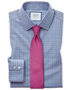  Classic Fit Non-iron Prince Of Wales Check Blue And Purple Cotton Dress Shirt French Cuff Size 15/33 By Charles Tyrwhitt