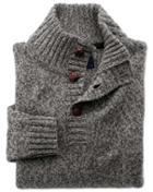 Charles Tyrwhitt Charles Tyrwhitt Grey Mouline Button Neck Wool Sweater Size Large