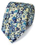  Yellow Floral Cotton Silk Printed Classic Tie By Charles Tyrwhitt